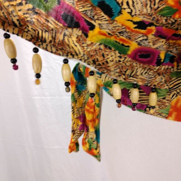 Vintage 90s Carole Little Beaded Floral Rayon Top Mexico Boho Festival Blouse - Picture 11 of 16